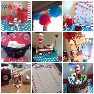 Sock Monkey Baby Shower Decor