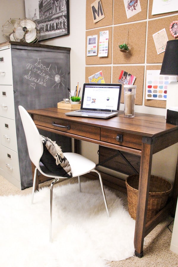 Desk with Chalk Painted File Cabinets