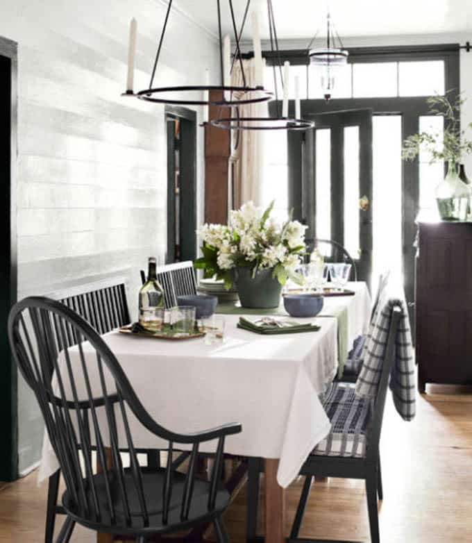 Black Windsor Chairs in Modern Dining Room