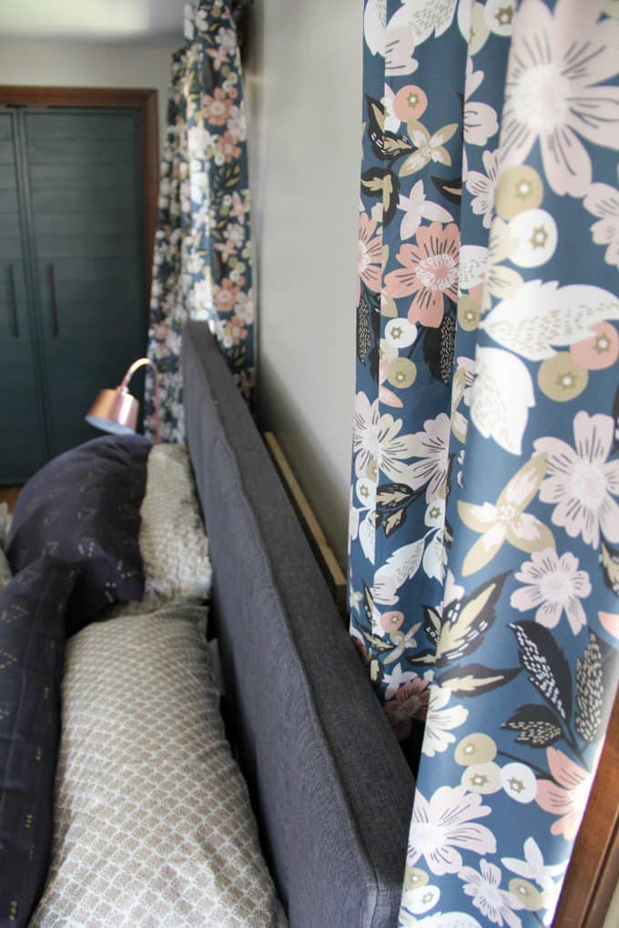 curtains behind the bed