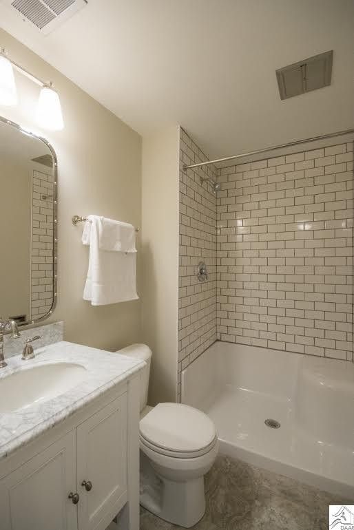 White Modern Bathroom with Subway Tile