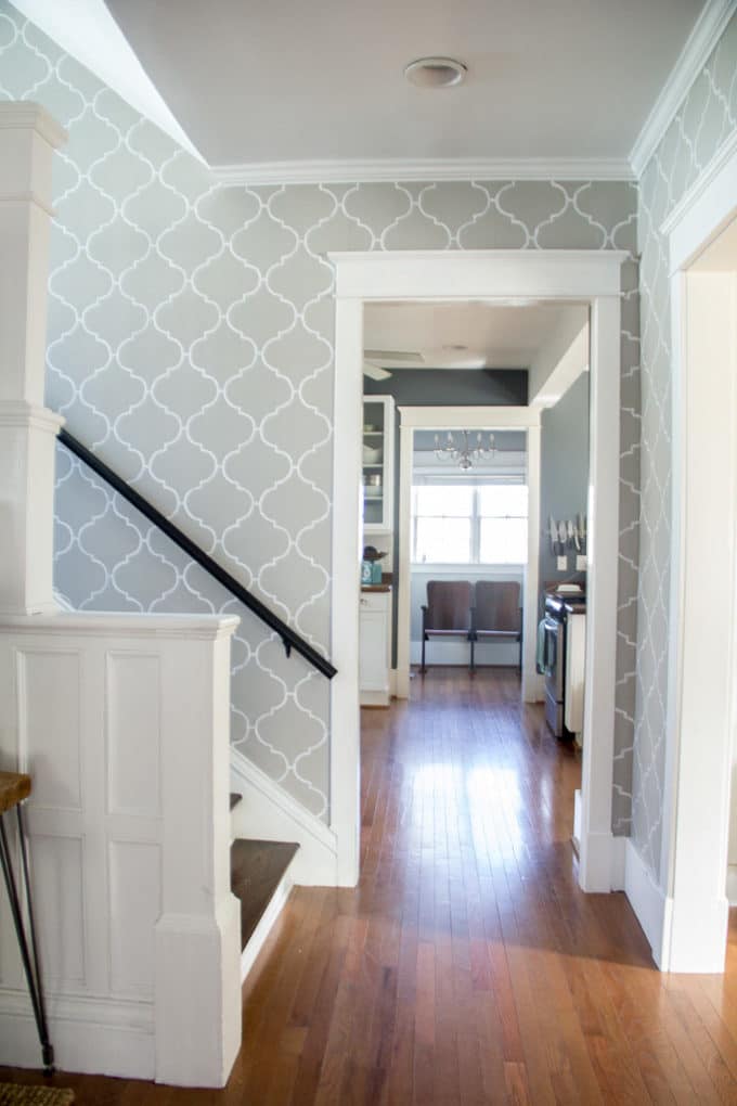 Stenciled Stair Hallway
