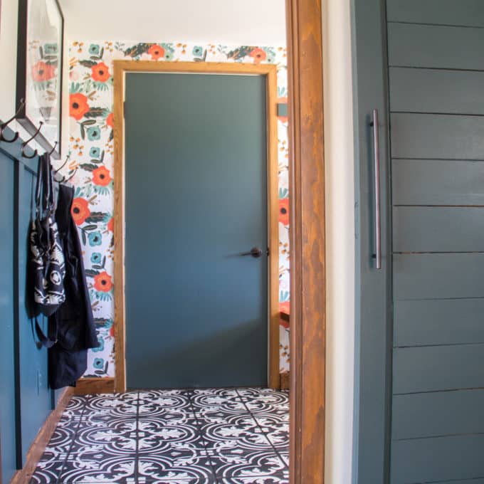 Modern Mudroom with Barn Door
