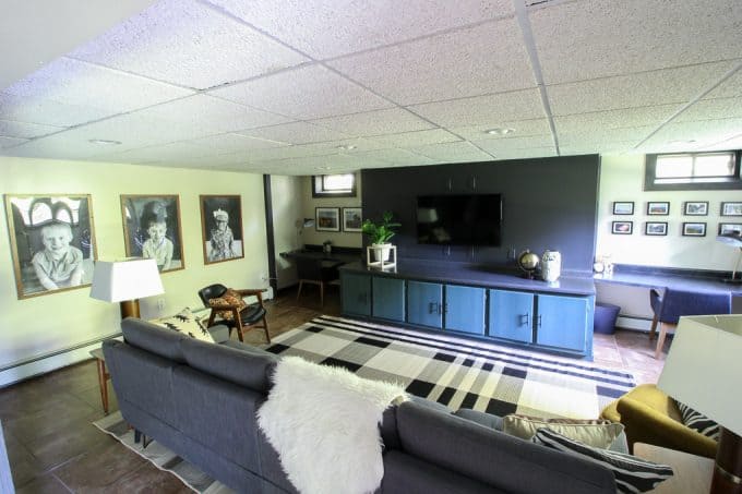 Modern Black and Green Basement Reveal