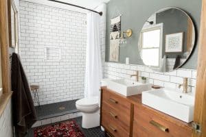 Subway Tile Bathroom with Dresser