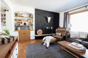 Bright Green Door Fireplace