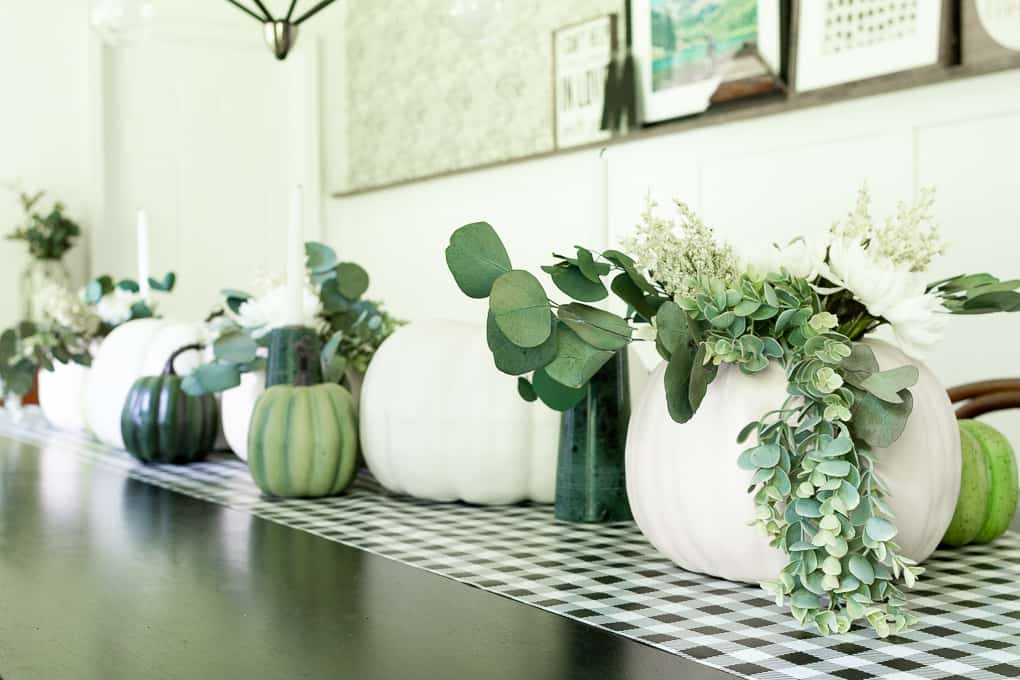 Green and White Pumpkin Centerpieces