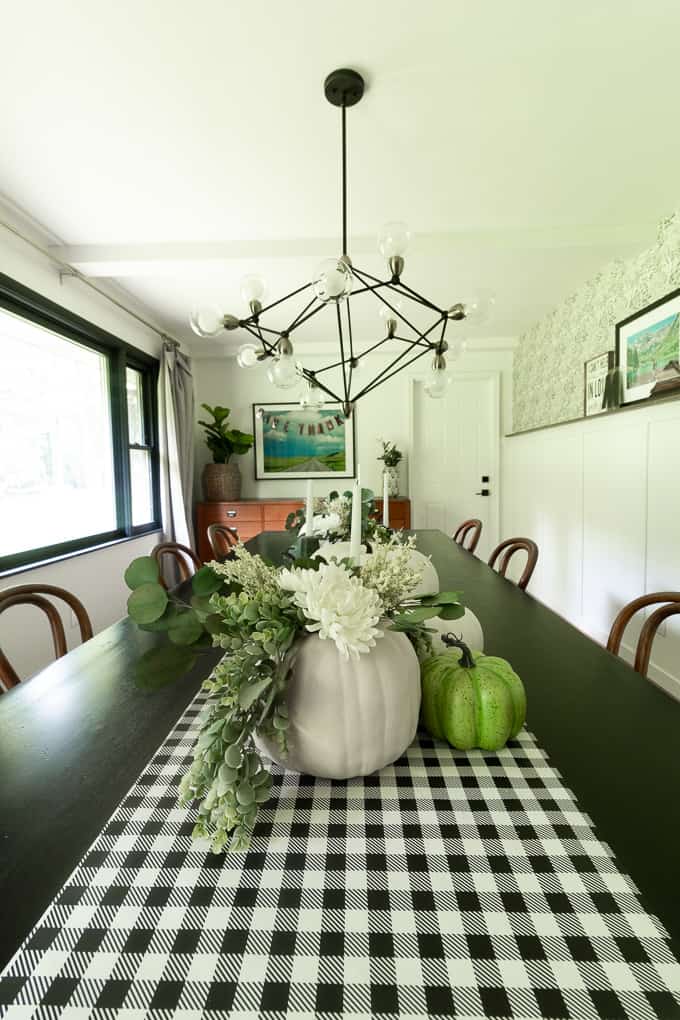 Fall Dining Room with Green and White