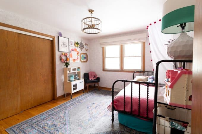 Girl room with cheetah wallpaper