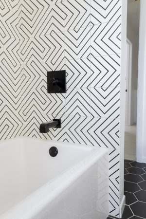 Black and White Geometric Tile