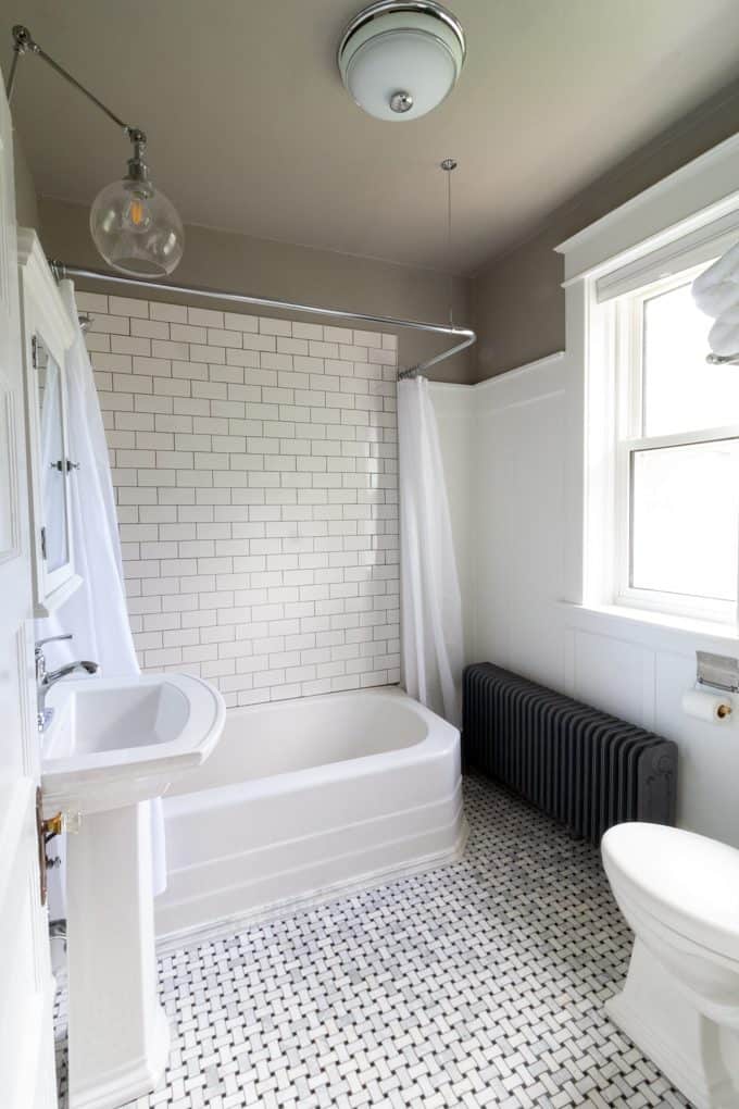Gray and White Historic Bathroom
